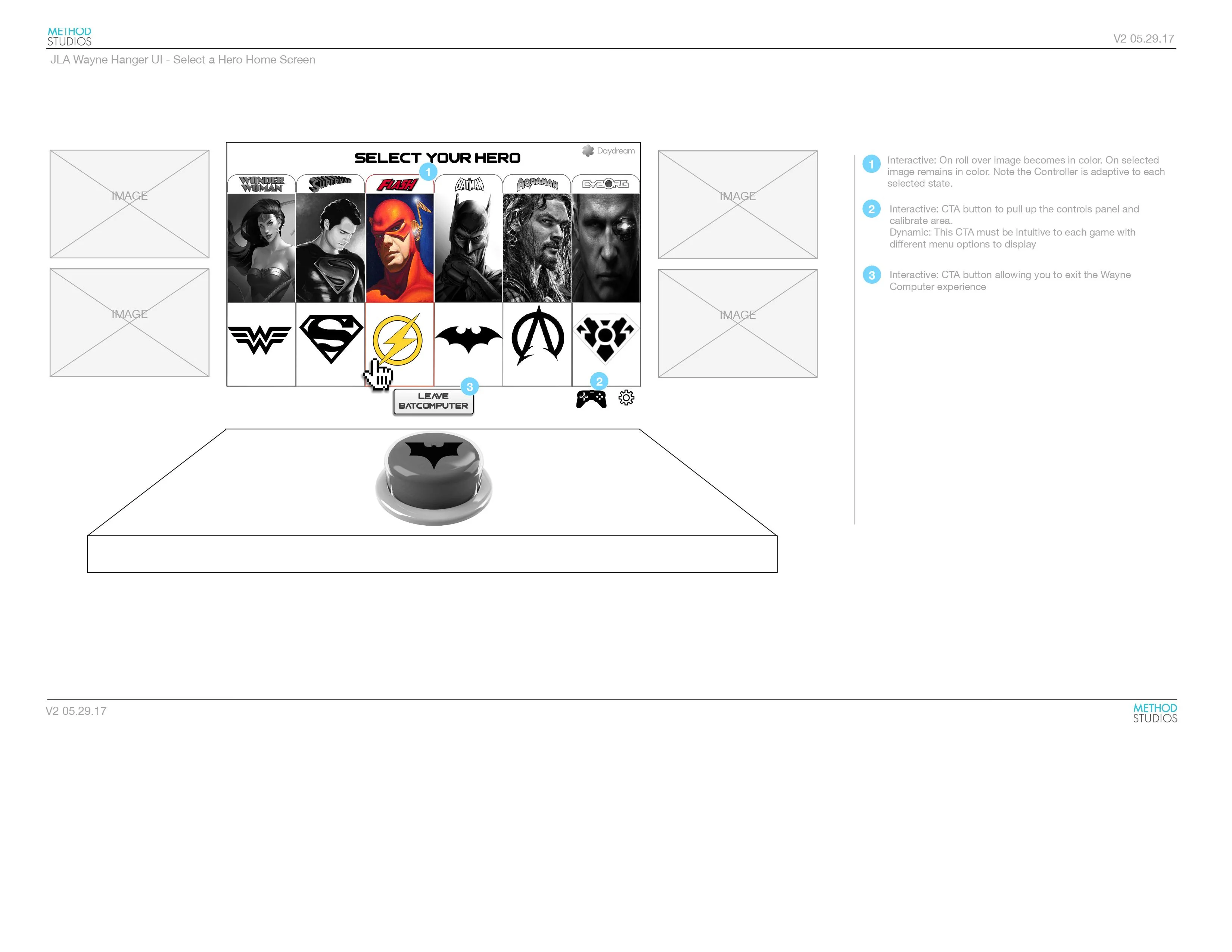 Wireframe — select a hero call to action